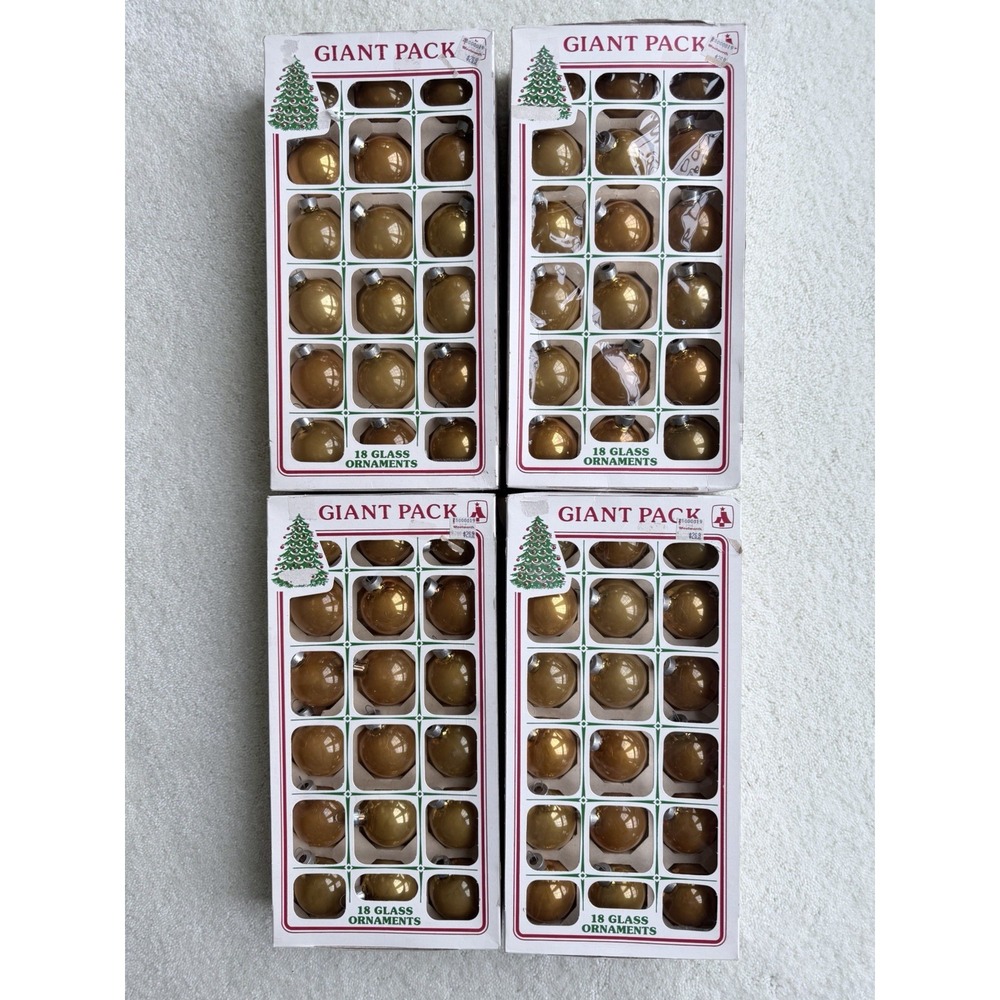Vintage Woolworth Glass Christmas Ornaments 72 Gold Amber Essex Franke USA